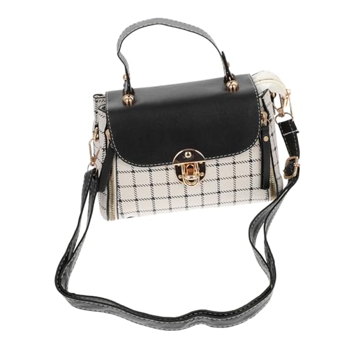 ORFOFE Damen Umhängetasche Stil Karierter Schulterbeutel Modisch Kleine Crossbody Bag Alltagstasche für Shopping Freizeit Party Schwarz von ORFOFE