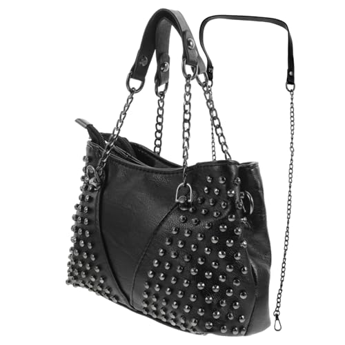 ORFOFE Damen Umhängetasche aus Hochwertigem PU Vielseitig als Schulter und Crossbody Bag mit Nieten und Kette Große Kapazität für Alltag Party Shopping und Dating Geeignet von ORFOFE