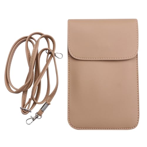 ORFOFE Damen Umhängetasche aus PVC mit Klappenverschluss Transparente Fenstertasche Mini Crossbody Bag für Handy Doppelte Fächer Leichte Schultertasche in Khaki Phone Pouch für Mädchen von ORFOFE