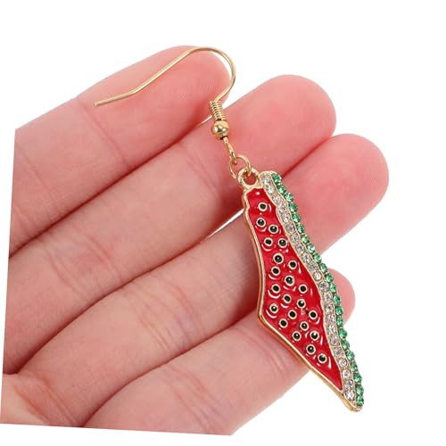 ORFOFE Dangle Ohrringe für Damen mit Funkelnden Strasssteinen Wassermelonen Design Leichte Sommerohrringe Palästina Flagge Haken Ohrhänger für Partys und Alltag von ORFOFE