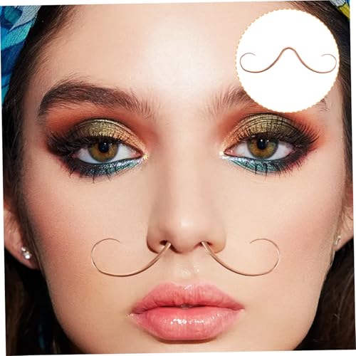 ORFOFE Edelstahl Nasenpiercing Mustache Septum Ring Körper Schmuck Roségold Modisch Langlebig Angenehm für Damen und Herren Vielseitig Tragbar von ORFOFE