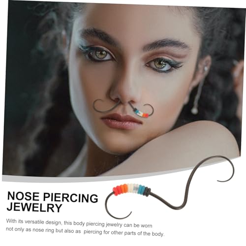 ORFOFE Edelstahl Nasenpiercing Ring Schnurrbart design Stilvoller Septum Nose Ring Herren Körperpiercing Schmuck Vielseitig Tragbar für Alltag und Besondere Anlässe Schwarzes von ORFOFE