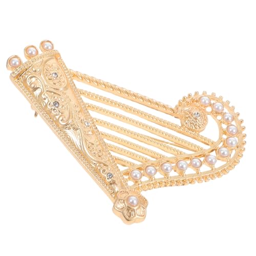 ORFOFE Elegante Harfen brosche aus Robustem Legierungsmetall mit Perlen Strassverzierung Kreative Anstecknadel für Damenkleidung Schal und Hut Langlebige Modeaccessoire Geschenkidee von ORFOFE