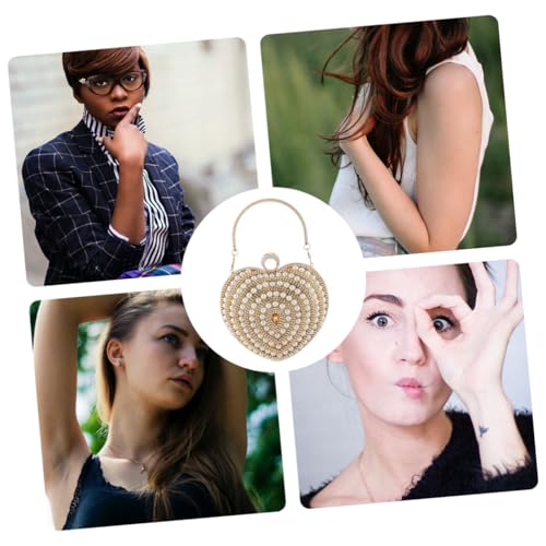 ORFOFE Elegante Herzförmige Abendtasche Damen Clutch mit Strassbesatz Kleine Party Handtasche für Hochzeit Cocktail Prom Goldfarben von ORFOFE