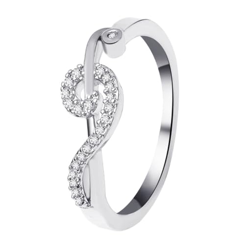 ORFOFE Eleganter Damenring mit Musiknoten Design Kreative Zirkonia Verzierung Modisches Accessoire für Besondere Anlässe Minimalistischer Schmuck für Frauen Individuelles von ORFOFE