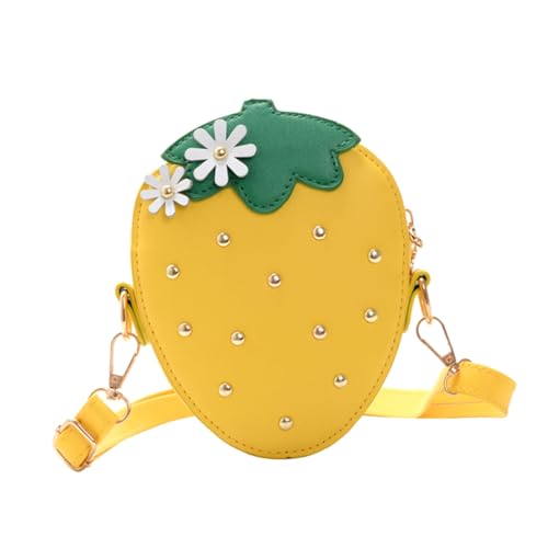 ORFOFE Erdbeer Umhängetasche PU Kleine Crossbody Tasche Einfaches Münzportemonnaie Süßes Design Gelb Für Mädchen Alltag Party Geschenk von ORFOFE