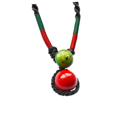 ORFOFE Ethnische Handgefertigte Geflochtene Damenhalskette mit Rotem Perlenanhänger Stilvolles Schmuckstück für Alltag Party und Besondere Anlässe Einzigartiges Accessoire für Frauen von ORFOFE