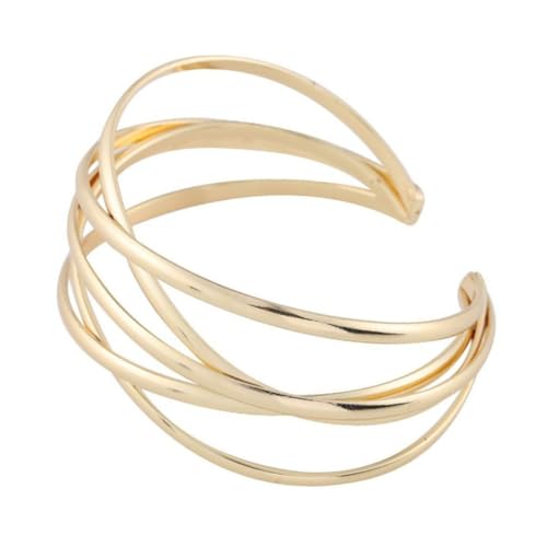 ORFOFE Flexibler Armreif Damen Vintage Stil Metall Offen Verstellbar Modisch Schmuck für Hochzeit Party Geschenk Goldfarben von ORFOFE