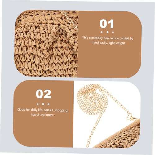 ORFOFE Geflochtene Umhängetasche Damen Strandtasche Leicht Robust Sommer Handtasche für Einkauf Picknick Freizeit Chic Schultertasche Khaki von ORFOFE