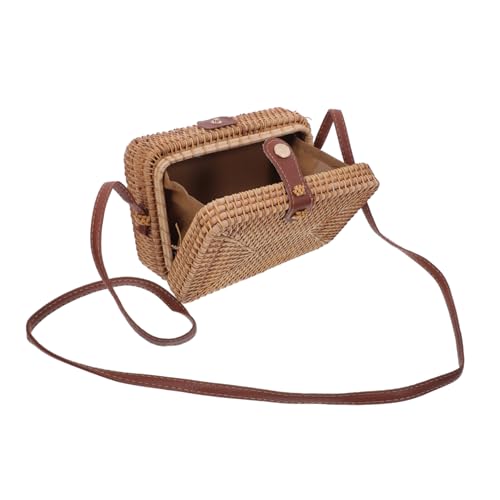 ORFOFE Gewebte Quadratische Rattan Tasche Damen Umhängetasche mit Verstellbarem Schultergurt Boho Korb Handtasche für Alltag und Party von ORFOFE