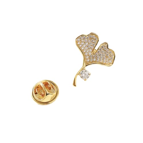 ORFOFE Ginkgo Brosche aus Mini Glänzende Dekorative Anstecknadel für Damen Kreativer Schutz gegen Verrutschen Eleganter Schmuck für Blusen Jacken und Kleider von ORFOFE