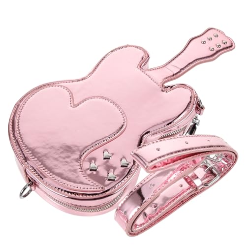ORFOFE Gitarren umhängetasche Damen Pu Optik Schultertasche Verstellbar Crossbody Bag Kleine Handtasche für Alltag Teenager Rosa von ORFOFE