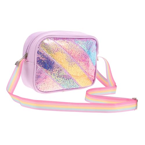 ORFOFE Glitzer Umhängetasche Mädchen Verstellbarer Träger Leichte Tasche mit Sternmotiv und Regenbogen Glitzereffekt für Schule und Freizeit von ORFOFE