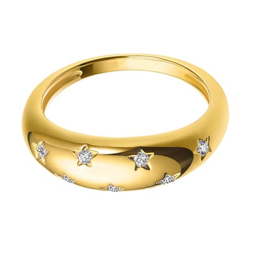 ORFOFE Gold Überzogener Stern Zirkonia Ring Damen Feine Verarbeitung Modischer Schmuck für Partys und Alltag Komfortabel und Langlebig Eleganter Finger deko ring von ORFOFE