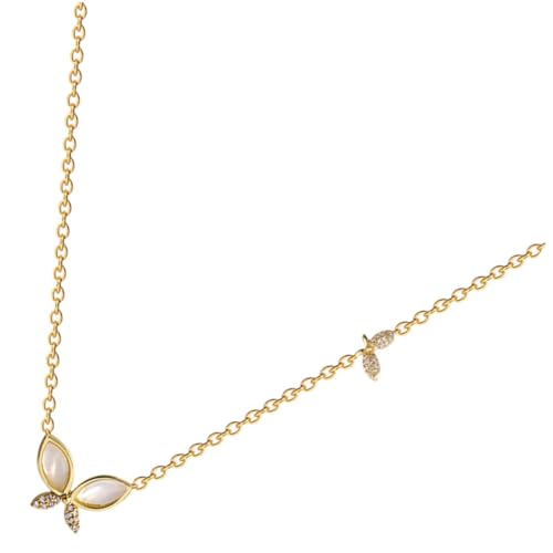 ORFOFE Goldene Clavicle Kette Damen mit Schmetterling Anhänger Leichte Halskette für Alltag und Party Schlichtes Temperament Vergoldeter für Frauen von ORFOFE