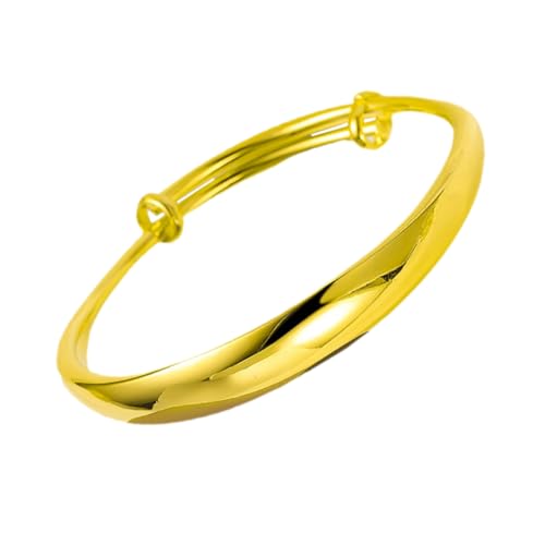 ORFOFE Goldener Damen Armreif aus Dickem Messing Vakuumvergoldet Farblich Beständig Schlichtes Glattes Design Verstellbarer Push pull Bangle Elegantes Schmuckstück für Alltag Hochzeit von ORFOFE