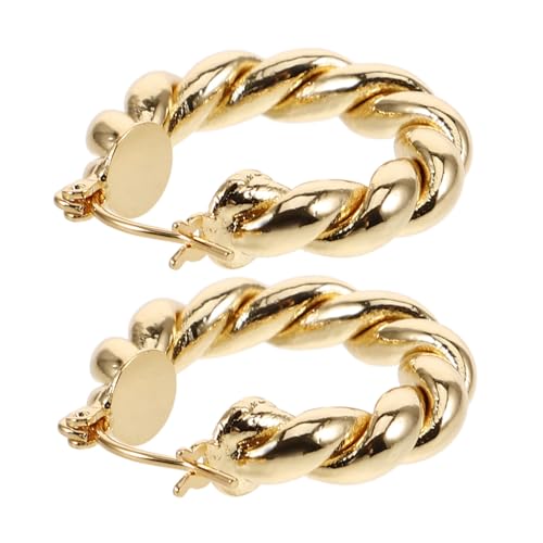 ORFOFE Goldfarbene Gedrehte Damen Ohrringe aus Modische Creolen Langlebig Elegant Leicht Kombinierbar für Alltag Party und Stilvolle Ohrhänger für Frauen von ORFOFE