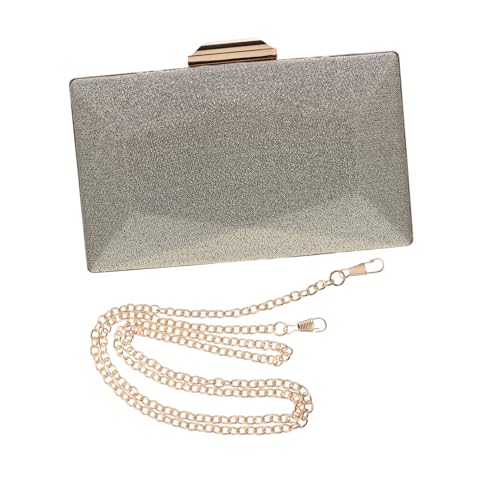 ORFOFE Gradient Satin Abendtasche Damen Clutch Bag mit Geometrischem Vielseitige Umhängetasche für Hochzeit Tanzball und Festliche Anlässe Stilvolle Silberne Abendtasche für Damen von ORFOFE