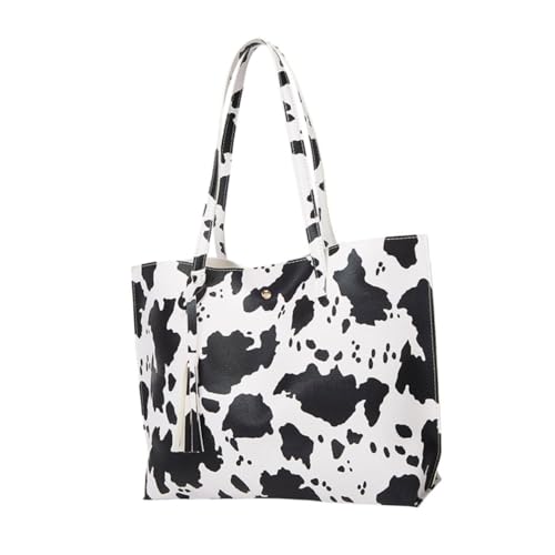 ORFOFE Große Cow Grain Tassel Tote Tasche Damen Umhängetasche und Schultertasche für Alltag Shopping Reisen und Freizeit Vielseitige Handtasche mit Großem Fassungsvermögen von ORFOFE
