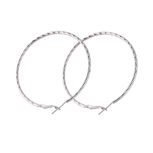 ORFOFE Große Creolen Ohrringe Damen Schlicht Elegant Metall Rund Modisch Silberfarben Vielseitig für und Alltag von ORFOFE