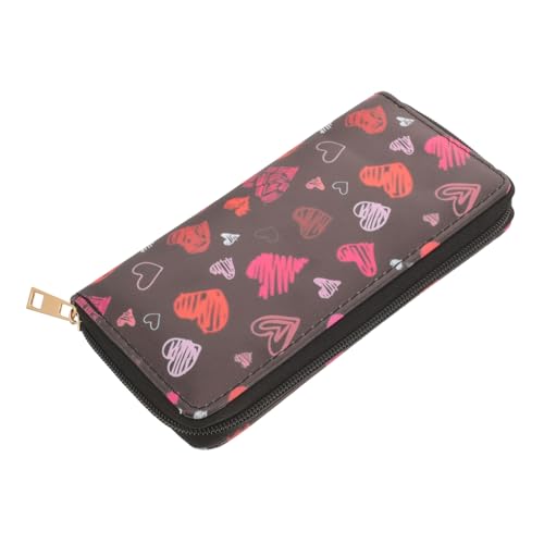 ORFOFE Große Damen Geldbörse Langformat mit Herzmotiv Pu Geräumiger Kartenhalter Viele Fächer für Karten Scheine und Münzen Langlebig Leicht und Pflegeleicht Stilvolles Design von ORFOFE