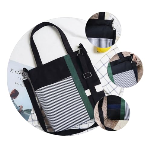ORFOFE Große Kapazität Canvas Schultertasche Damen Lässige Umhängetasche mit Verstellbarem Gurt Streifensteppung Vielseitig Tragbar als Crossbody und Einzelschultertasche zum Einkaufen von ORFOFE
