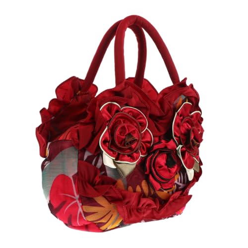 ORFOFE Große Kapazität Damen Handtasche mit Reißverschluss Praktische Shopping Tote Bag für Mütter Modische Canvas Umhängetasche in Weinrot Robust mit Verstärktem Boden für Alltag und von ORFOFE