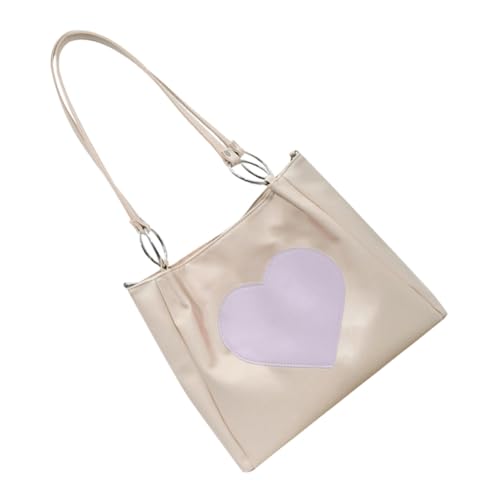 ORFOFE Große PU Schultertasche Damen Handtasche Elegant Geräumig Alltag Uni Büro Reise Alltagsschick Schulter Handbag Tote Bag Cremeweiß von ORFOFE