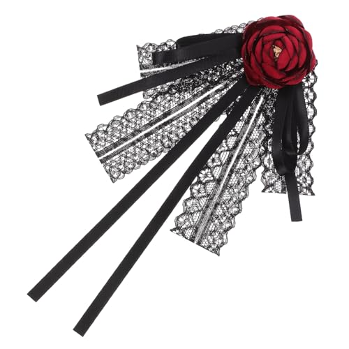 ORFOFE Große Rote Spitzenbrosche Schleifenbrosche Damen Brosche für Blusen und Hemden Eleganter Bowknot Anstecker Wiederverwendbar Modisches Schmuckaccessoire von ORFOFE