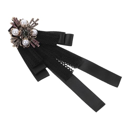 ORFOFE Große Vintage Schleifenbrosche Damen Lapel Pin mit Perlen und Spitze Elegante Anstecknadel für Blusen Kleider Anzüge Modisches Accessoire für Festliche Anlässe und Alltag von ORFOFE