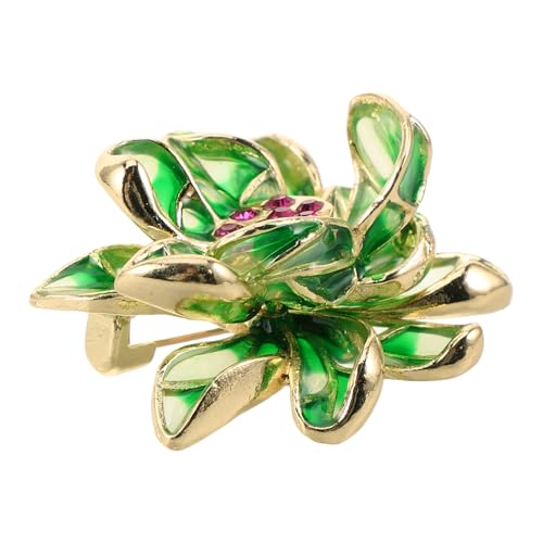 ORFOFE Grüne Lotusblume Brosche Feine Blumen Anstecknadel Zarte Emaillierte Damen Schmuck Kultur Inspiriert Elegante Kleidung Dekoration für Pullover und Cardigan von ORFOFE