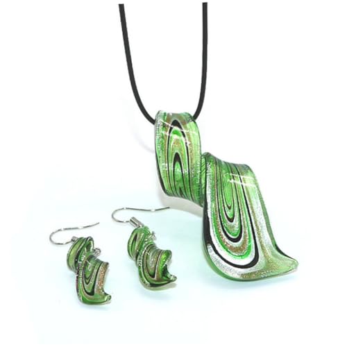 ORFOFE Grünes Spiralschmuckset Damen mit Kreativem Anhänger Halskette und Ohrringen Elegantes Design für Party Hochzeit Geschenk für Frauen Modisches Schmuckset von ORFOFE