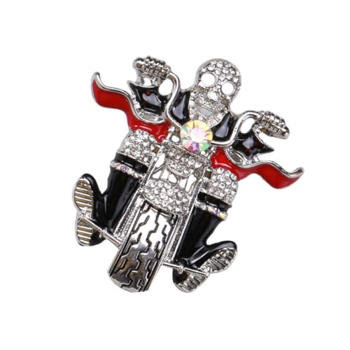 ORFOFE Halloween Brosche Silberfarbene Legierungsmotorrad Skelett Pin Modische Schmuckbrosche für Kleidung Taschen Schals Party Dekoration Damenaccessoire von ORFOFE