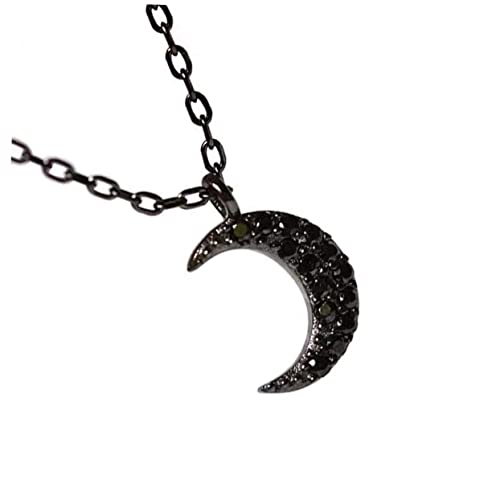 ORFOFE Halskette mit Mond Anhänger Dunkler Stil Funkelnder Zirkonia Choker Einzigartige Halbmond Kette für Damen Eleganter Schmuck Passend zu Schwarzer Kleidung von ORFOFE