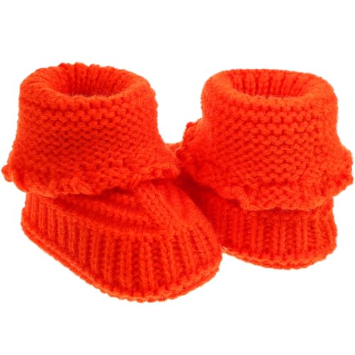 ORFOFE Handgefertigte Gestrickte aus Wollgarn Unisex Neugeborenen Schuhe Monate Weiche Bequeme Babyschuhe für Krabbeln Laufen Alltag und Geschenk Innensohle von ORFOFE