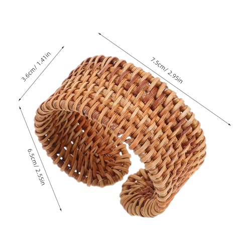 ORFOFE Handgefertigtes Statement Rattan Armband Leichter Handgeflochtener Manschettenreif Verstellbares Boho Wickelarmband für Damen Sommerliches Geflochtenes Ethno Schmuckstück von ORFOFE