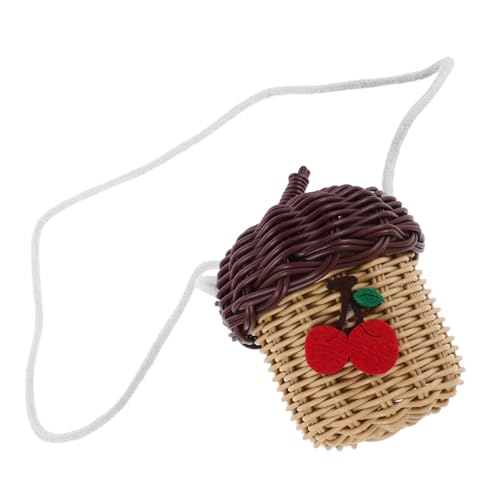 ORFOFE Handgewebte Imitation Rattan Schultertasche Acorn Form Leicht Tragbar Robust Für Outdoor Aktivitäten Kindergarten Beach Bag Aufbewahrungstasche von ORFOFE