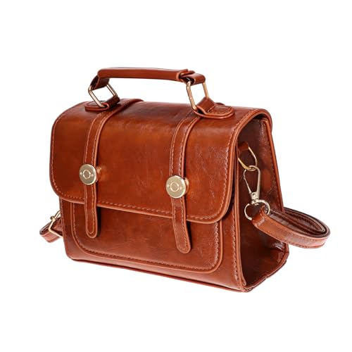 ORFOFE Handtasche Schulter Braune Umhängetasche Taschen für Frauen einfach Leicht Farbe Seesack Reisegeldbörse kleine Gürteltasche Einkaufstasche braun kleine braune Taschen Pu Hellbraun von ORFOFE