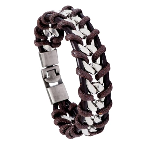 ORFOFE Herren Lederarmband Geflochten Braun Punk Style Geflochtenes Armband aus Rindsleder Leichtes Langlebiges Modeaccessoire für Alltag Dating und Hochzeit von ORFOFE