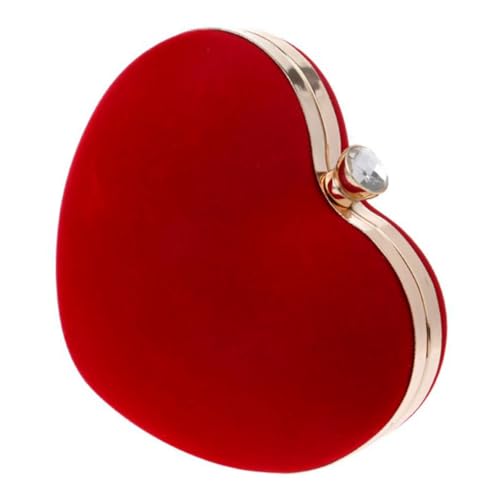 ORFOFE Herzförmige Abendtasche Damen Clutch Rot Elegant Handgefertigt Party Bag Frei von Kette Für Bankett Geburtstagstanz von ORFOFE