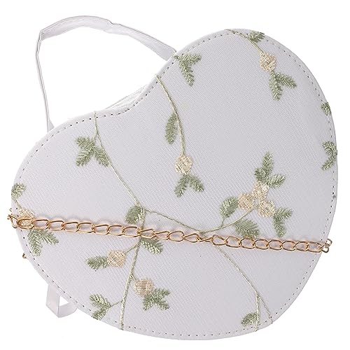 ORFOFE Herzförmige Crossbody Handtasche Damen mit Kettenriemen Leichte Party Umhängetasche Weiß Kompakte Abendtasche für Hochzeit Cocktail und Dating Kleine Clutch Tasche von ORFOFE