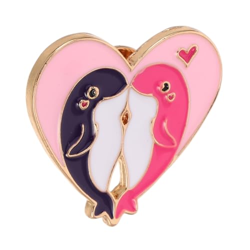 ORFOFE Herzförmige Delfin Anstecknadel Metall Emaille Brosche Leichtes Design Sicherer Verschluss Kleidung Dekoration für Hut Rucksack Schal von ORFOFE