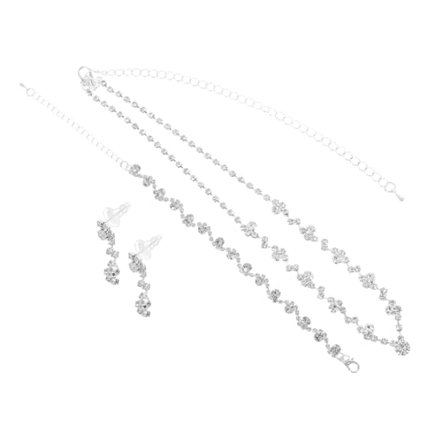 ORFOFE Hochzeitsschmuck mit Funkelnden Strasssteinen Elegantes Schmuckset für Damen Leichtes Armband Halskette und Ohrringe für Abendkleider und Brautjungfern von ORFOFE