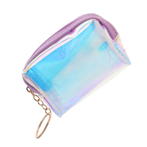 ORFOFE Holografische Mini Geldbörse Damen Transparentes Strapazierfähiges Portemonnaie mit Schlüsselring Kleine Münzbörse Modischer Langlebiger Schlüsselanhänger Vielseitig für Alltag und von ORFOFE