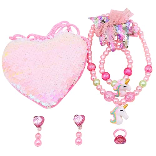 ORFOFE Kinderschmuck Set Einhorn Halskette Armband Schmuckset Mädchen Geschenk Party Accessoire Bunte Perlen Modisch und Dekorativ für Kleine Mädchen von ORFOFE