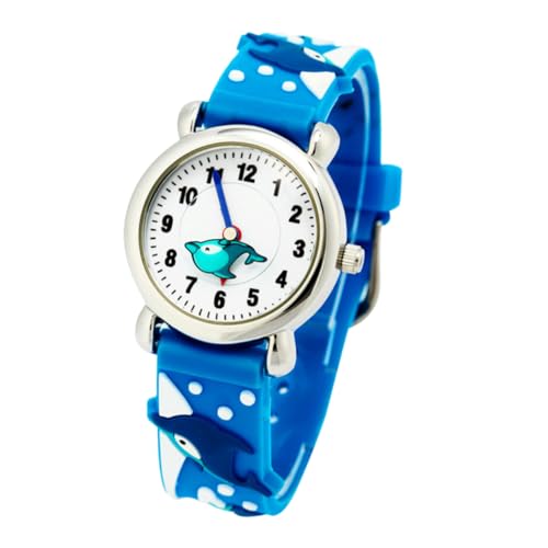 ORFOFE Kinderuhr mit Niedlichem Cartoon Delfin Motiv Verstellbares Weiches Armband Präzise Zeitmessung zum Lernen der Uhrzeit für Jungen und Mädchen von ORFOFE