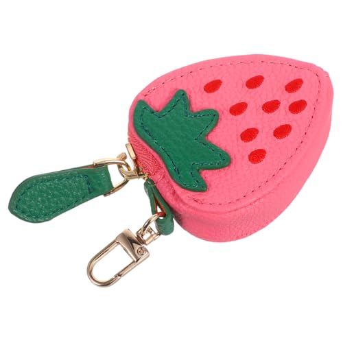 ORFOFE Kleine Erdbeer Zipper Geldbörse aus Strapazierfähigem PU mit Praktischem Aufhängehaken Süßes Design für Damen für Münzen Karten Alltag und Reisen von ORFOFE