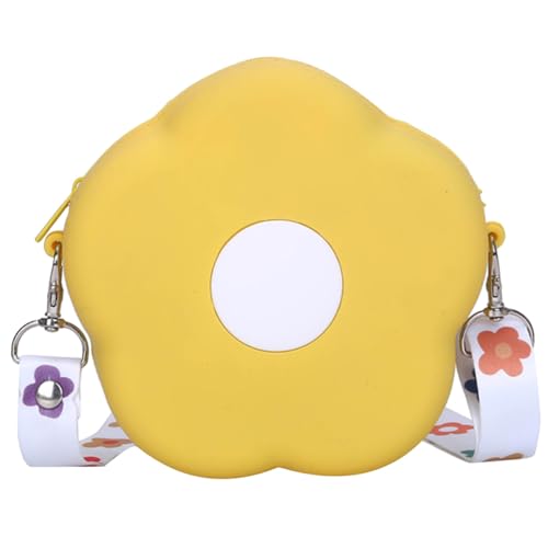 ORFOFE Kleine Silikon Blüten Umhängetasche Damen Verstellbarer Schultergurt Wasserdichtes Münzportemonnaie für Reise Alltag Gelb von ORFOFE