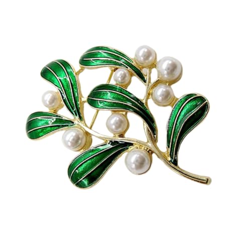 ORFOFE Kreative Blattbrosche aus Legierung mit Perlenbesatz Leichte und Langlebige Schmucknadel für Damen Modisches Accessoire für Kleidung und Strickjacken Elegantes Grünes Design von ORFOFE