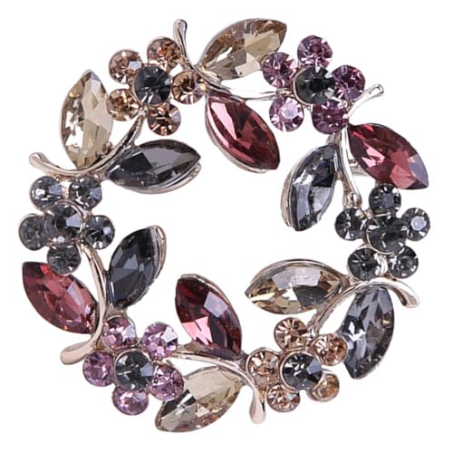 ORFOFE Kristallbrosche mit Strass Blumenmotiv Olivenzweig Brosche für Damen Modische Anstecknadel Braune Schmuckverzierung für Kleid Mantel Schal Geschenkidee von ORFOFE